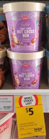 Coles 475mL Ice Cream Easter Fruit Free Hot Cross Bun