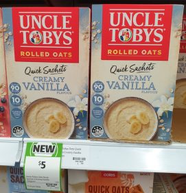 Uncle Tobys 350g Rolled Oats Quick Sachets Creamy Vanilla Flavour