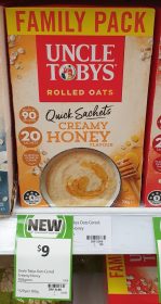 Uncle Tobys 700g Rolled Oats Quick Sachets Creamy Honey Flavour