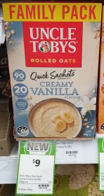 Uncle Tobys 700g Rolled Oats Quick Sachets Creamy Vanilla Flavour