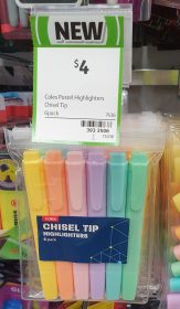Coles 6 Pack Highlighters Chisel Tip