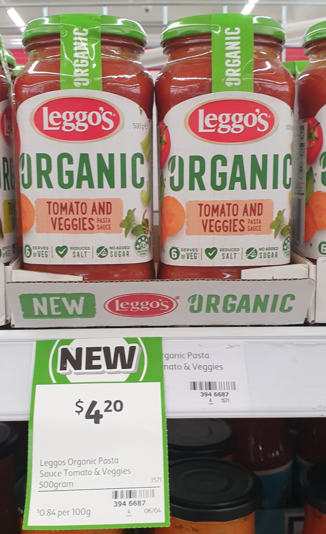 Leggos 500g Pasta Sauce Organic Tomato And Veggies