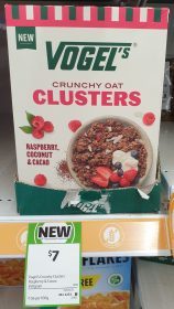 Vogels 450g Clusters Crunchy Oat Raspberry Coconut Cacao