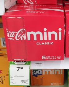 Coca Cola 6 X 250mL Mini Cans Classic