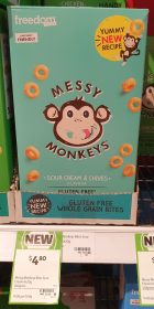 Freedom Foods 120g Messy Monkeys Whole Grain Bites Sour Cream Chives Flavour
