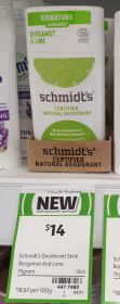Schmidts 75g Deodorant Beargamot Lime