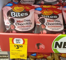 Allens 110g Bites Mini Dark Chocolate Raspberries