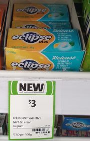 Eclipse 40g Mints Sugar Free Release Lemon Menthol Mint Flavour