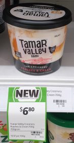 Tamar Valley Dairy 700g Yoghurt Peaches Cream