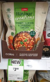 Coles 430g Flavour Creations Soup Homestyle 8 Veg Shredded Chicken